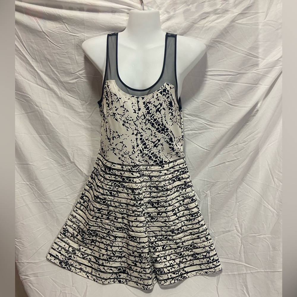 Plenty Black and White Mesh Dress. Fit and Flare. A Line